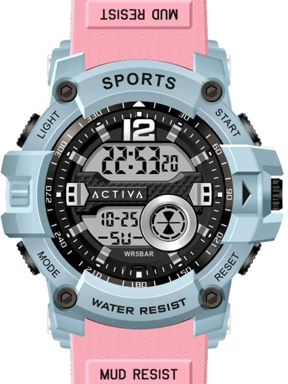 Activa Digital Sports Watch in Blue & Pink
